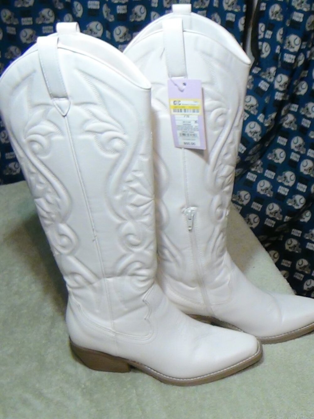 Wild Fable Kenzi Western Boots 16.5 Tall Memory Foam Insole Size 7.5 Ivory